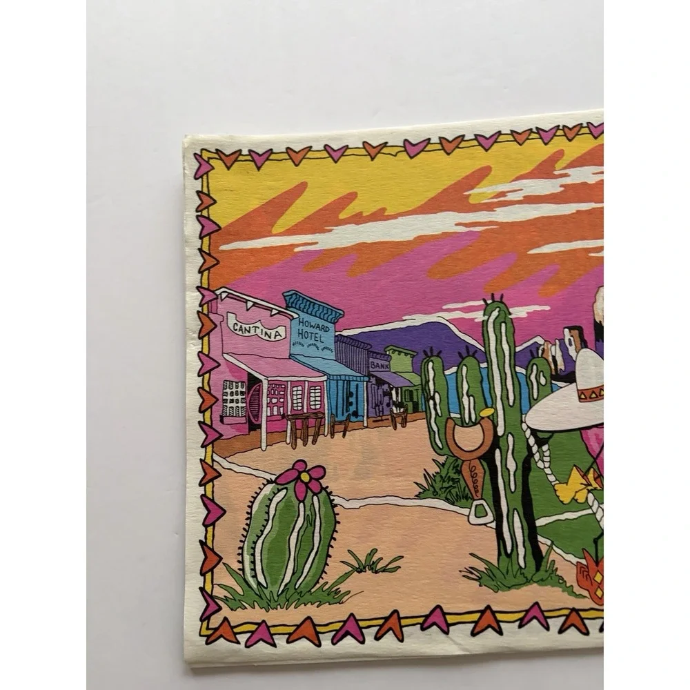 Vintage Fort Howard Paper Placemats Western Cantina Set of 16 Unlaminated